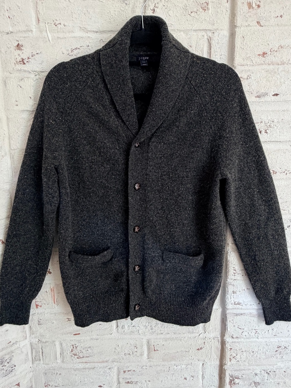 J.Crew Lambswool Shawl Collar Cardigan Sweater Donegal Flecked Knit Men’s S